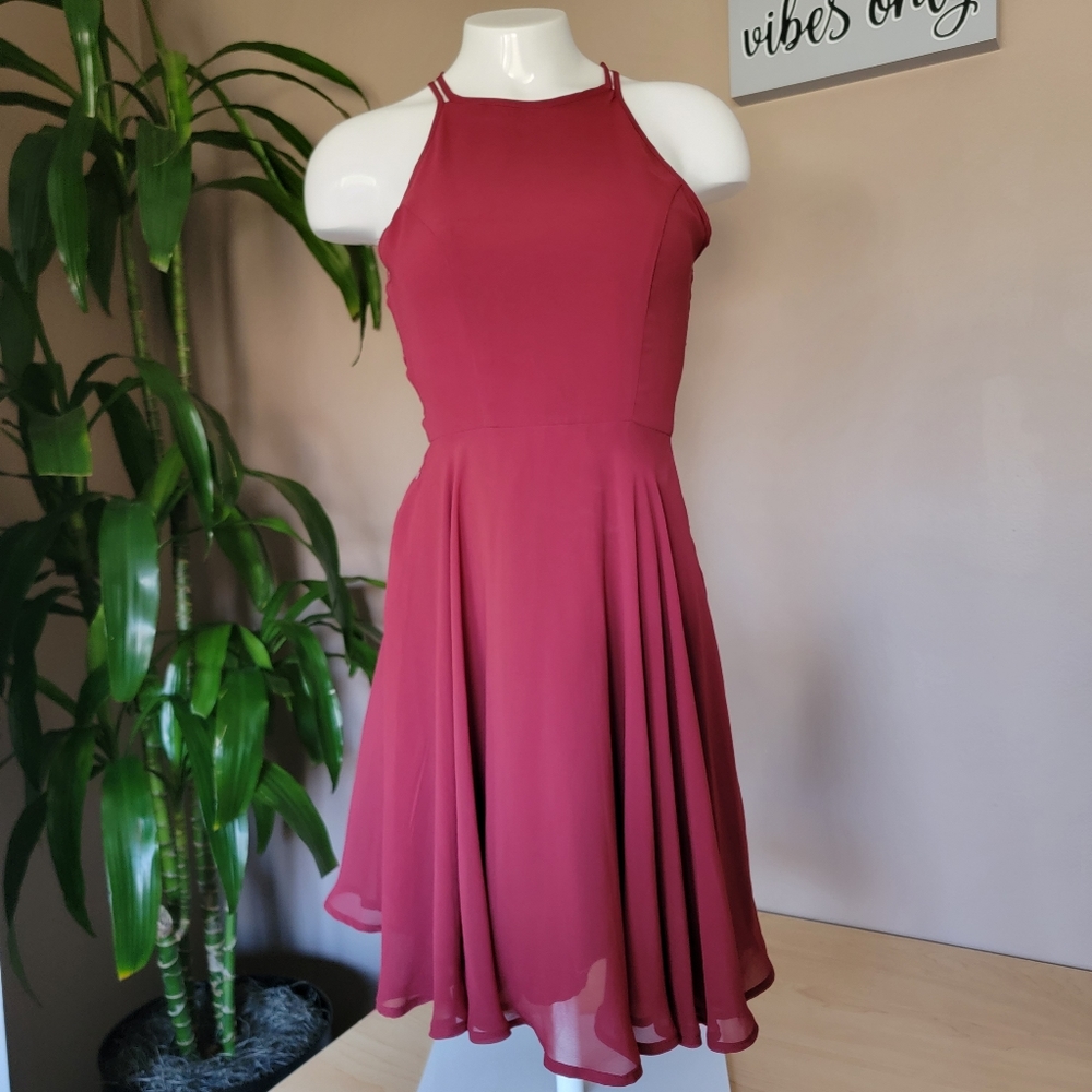 ASOS | Strappy Back Mini Dress - Red Wine